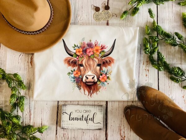 Floral Highland Cow - Image 2