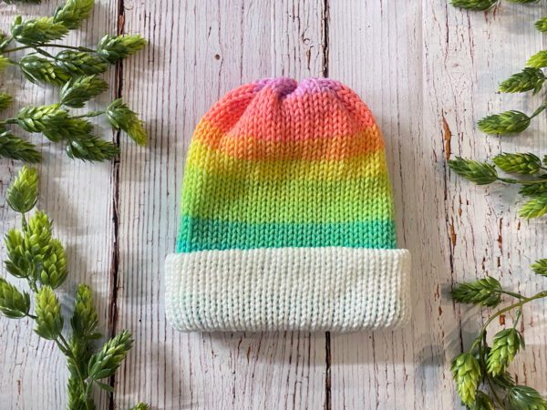 KIDS Knit Slouch Brimmed Beanie - Rainbow