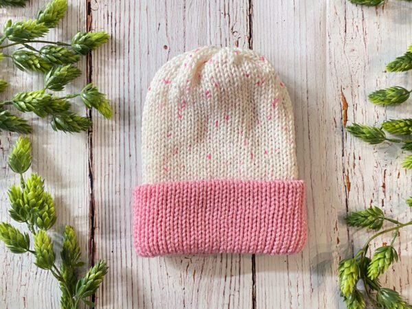 KIDS Knit Slouch Brimmed Beanie - Baby Pink Tweed