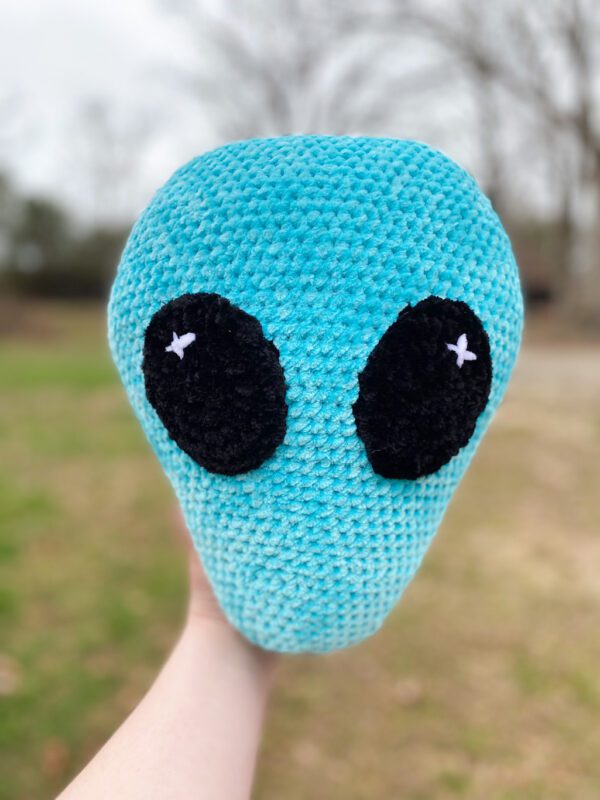 Blue Alien Head Pillow