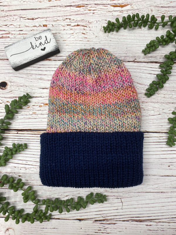 Adult Knit Slouch Brimmed Beanie - Confetti Cakes