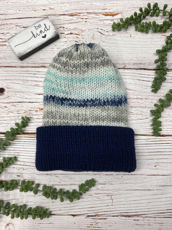 Adult Knit Slouch Brimmed Beanie - Winter Storm