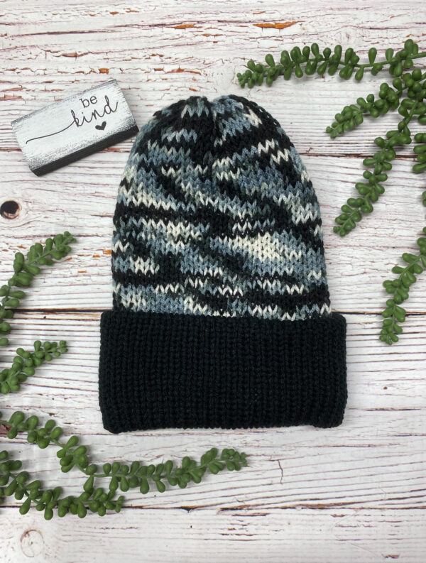 Adult Knit Slouch Brimmed Beanie - Stormy Night