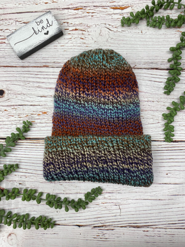 Adult Knit Slouch Brimmed Beanie - Fall Night Sky